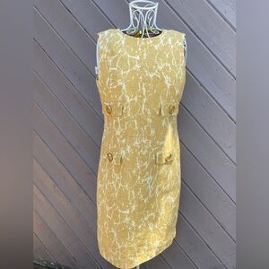 Vintage Michael Kors Dress 2000s Gold Paint Splatter Pattern GoldButtons Size 10